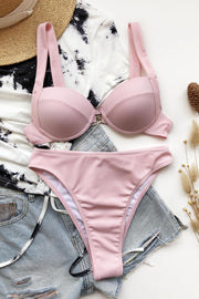 Haut de bikini bralette rose à armatures