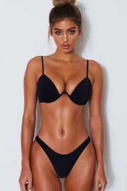 Black Wire V Bra Bikini Top - MomyMall