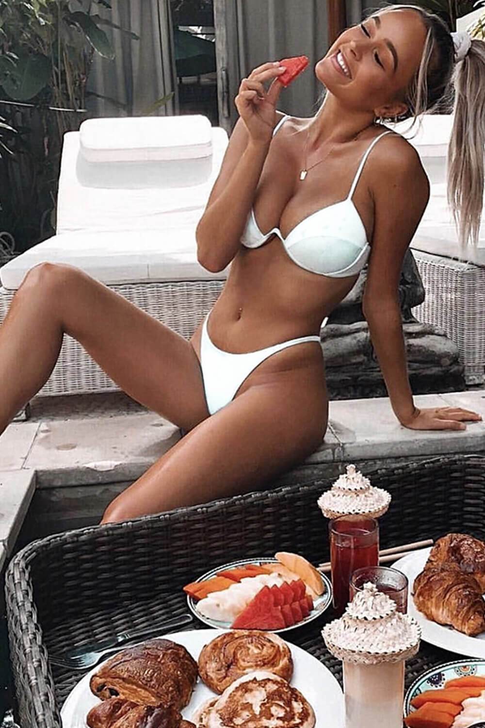 Bas de bikini taille haute blanc