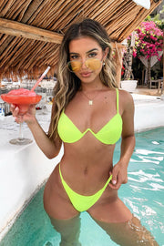 Neon Yellow High Rise Bikini Bottom