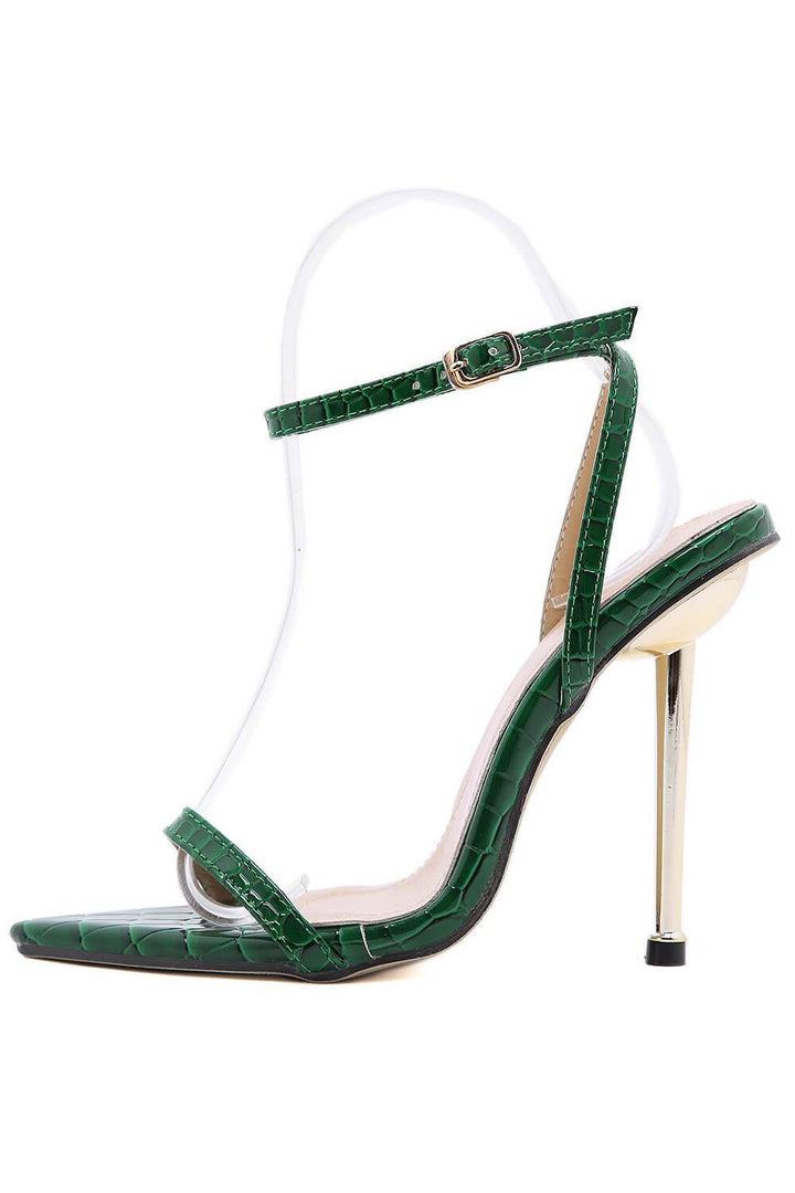 Green Faux Croc Stiletto Heels - MomyMall