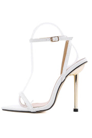 White Faux Croc Stiletto Heels - MomyMall