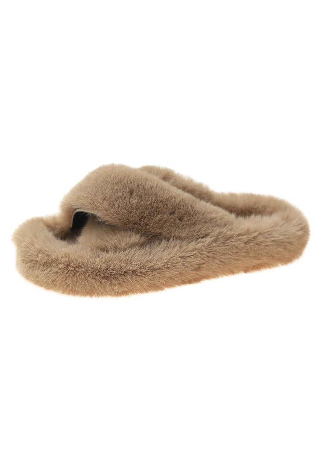 Camel Fluffy Cross Over Slippers