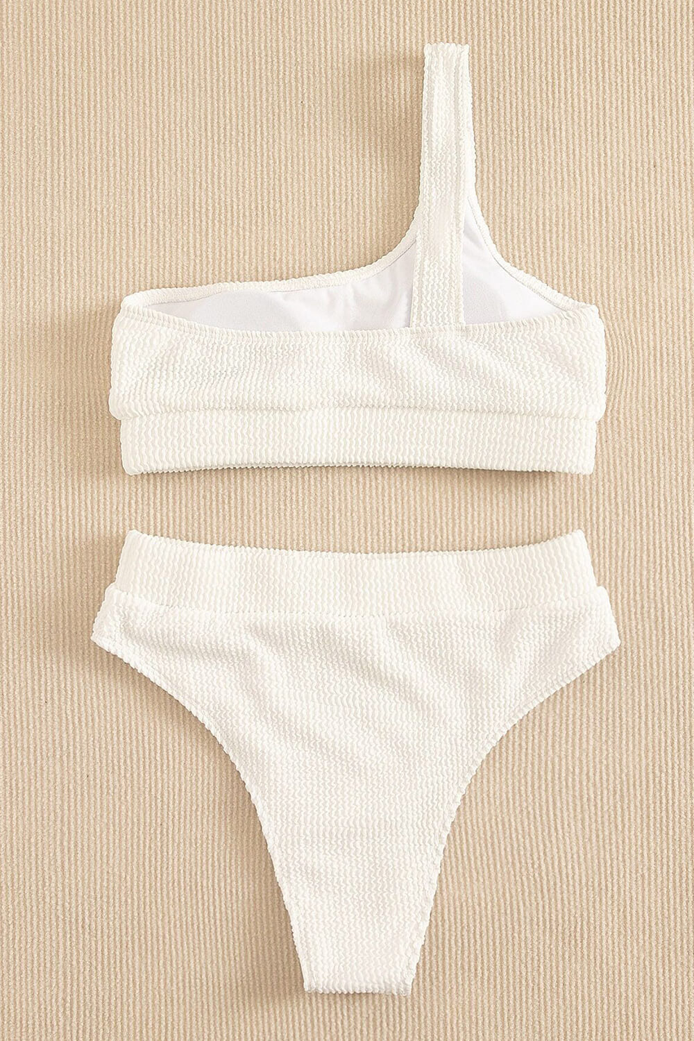 White Crinkle High Waisted Bikini Bottoms