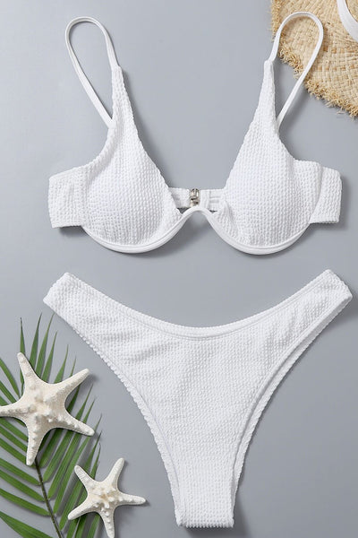 Bas de bikini échancré blanc froissé