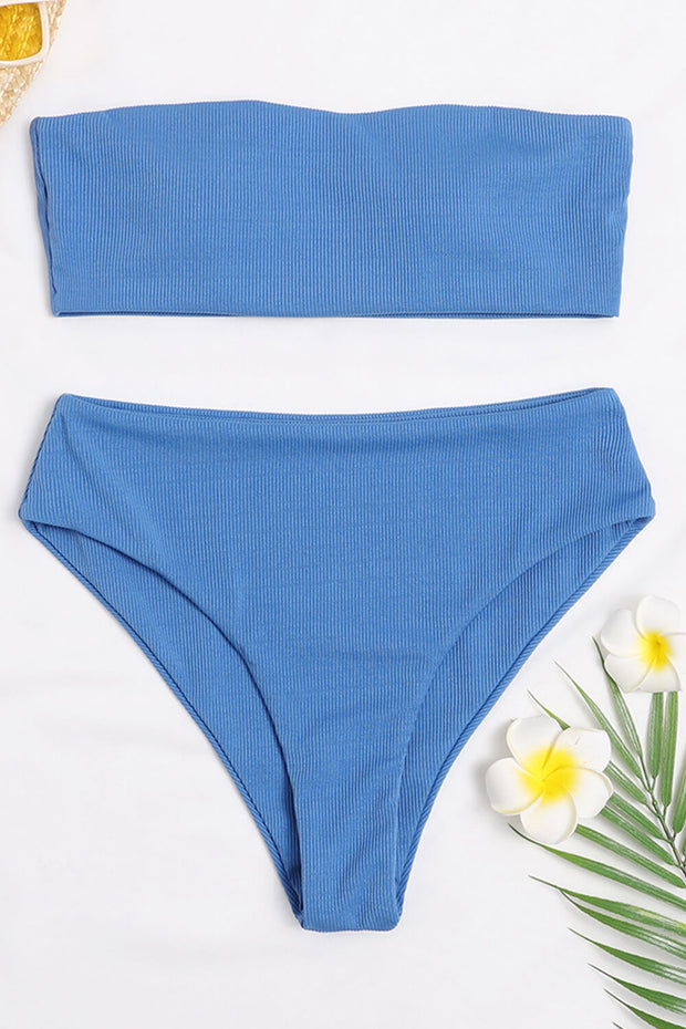 Gerippte Bikinihose „Ocean“ mit hoher Taille