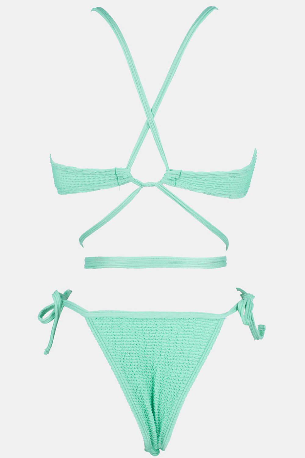 Mint Crinkle Wrap Scoop Bikini Top