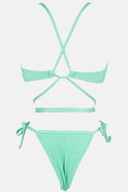 Mint Crinkle Wrap Scoop Bikini Top