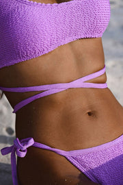 Violet Crinkle Wrap Scoop Bikini Top