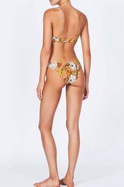 Chocolate Floral Ruched Bra Underwire Bikini Top - MomyMall