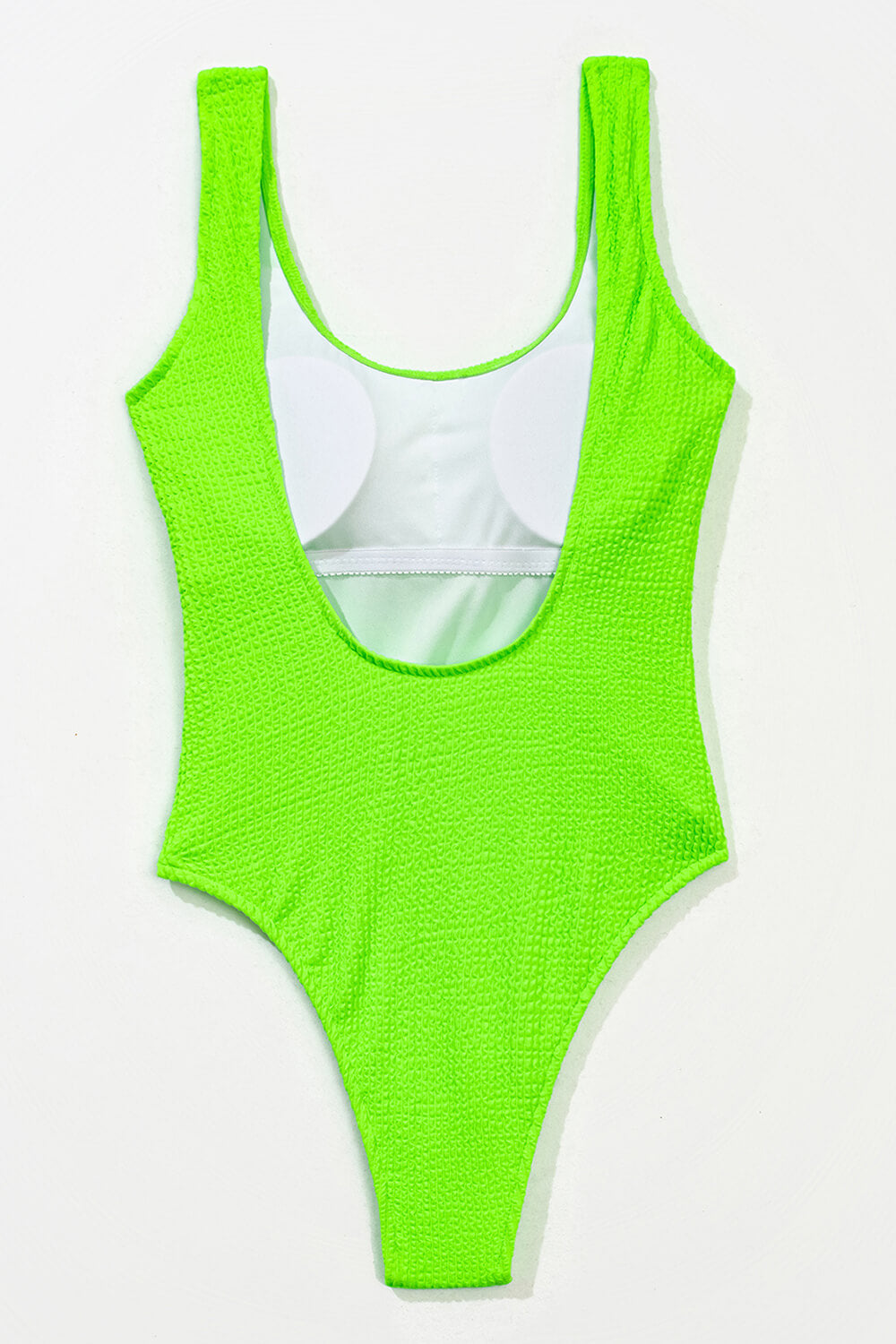 Neon Green Crinkle High Leg One Piece Swimsuit - MomyMall