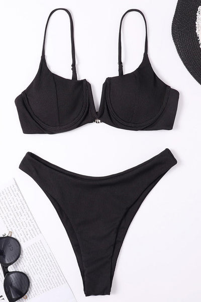 Black Ribbed Bikini Bottoms - MomyMall
