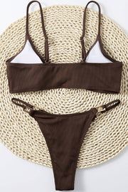 Chocolate Ribbed Cheeky Bikini Bottoms