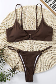 Chocolate Ribbed Cheeky Bikini Bottoms