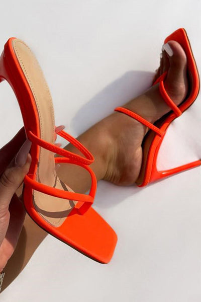 Orange Thong Toe Post Stiletto Mules