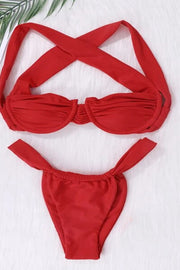 Bas de bikini brésilien froncé rouge