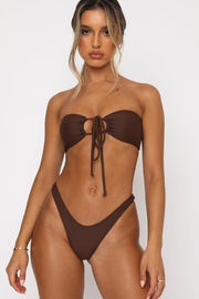 Chocolate Tie Centre Front Bikini Top - MomyMall