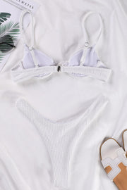 White Crinkle Underwire Bralette Bikini Top - MomyMall