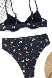 Vintage Butterfly Underwire Bralette Bikini Top