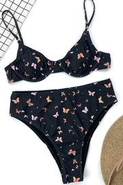 Vintage Butterfly Underwire Bralette Bikini Top