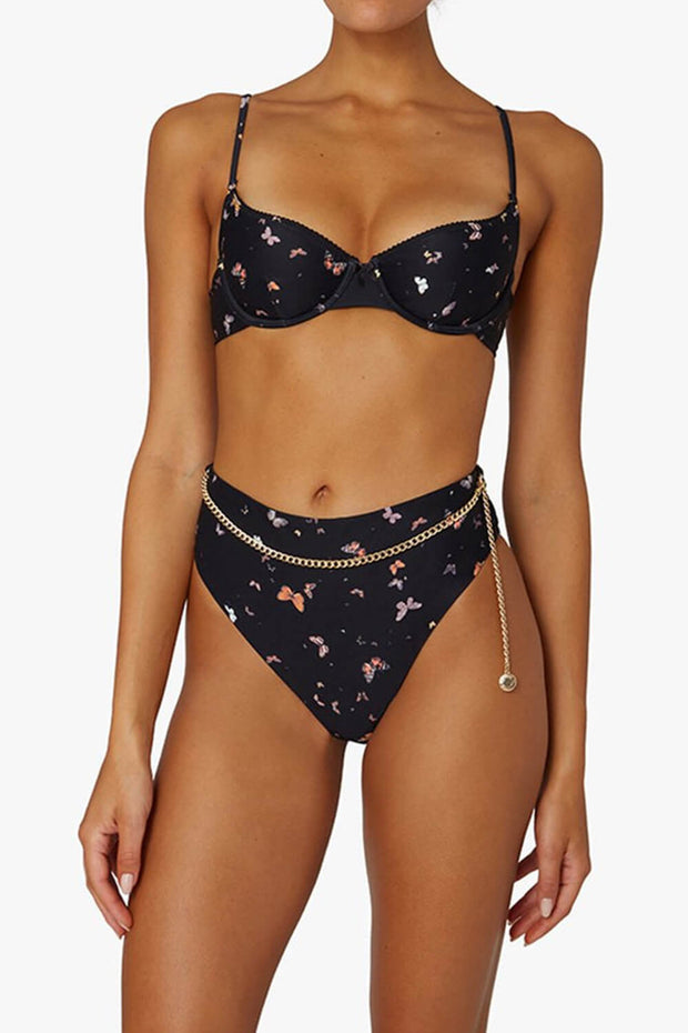 Vintage Butterfly Underwire Bralette Bikini Top