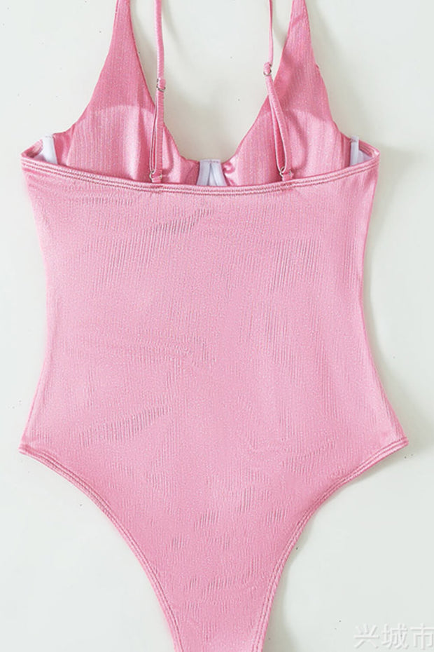 Pink Glitter Cupped Underwire U Swimsuit