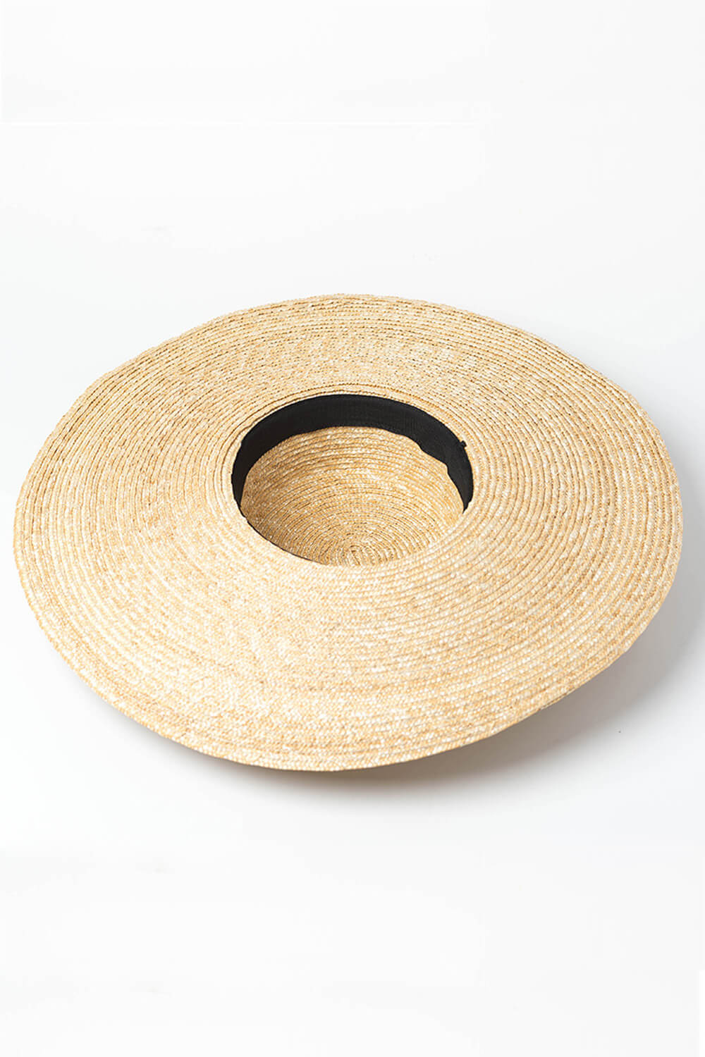 Black Ribbon Trimmed Wheat Straw Boater - MomyMall