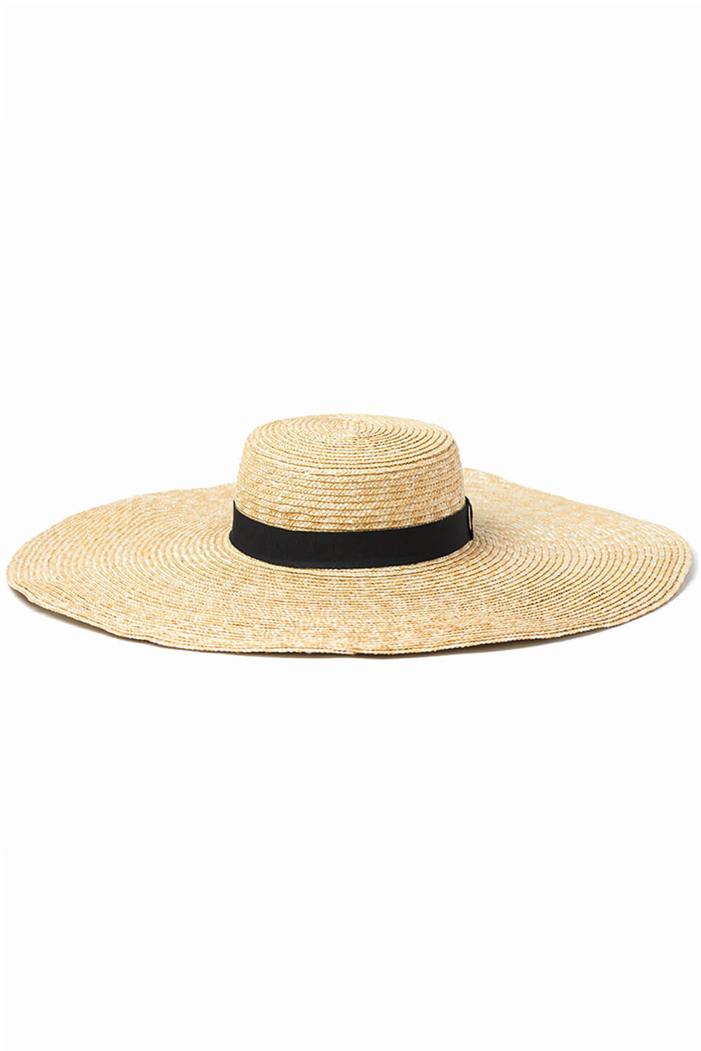 Black Ribbon Trimmed Wheat Straw Boater - MomyMall