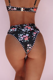 Floral High Waisted Bikini Bottom - MomyMall