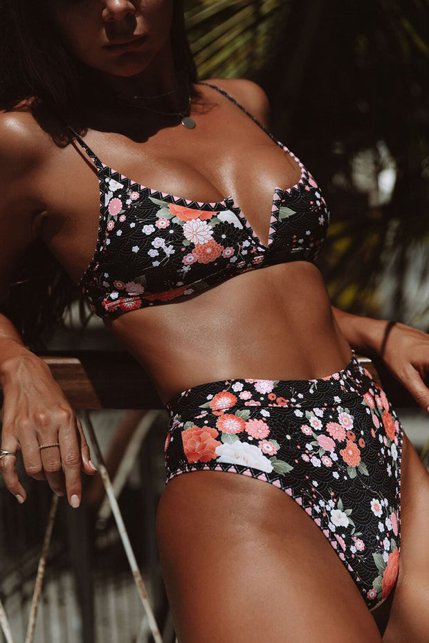 Floral High Waisted Bikini Bottom - MomyMall