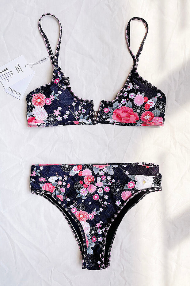 Floral High Waisted Bikini Bottom - MomyMall