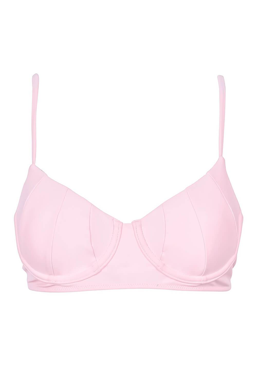 Pink Panelled Bra Bikini Top - MomyMall