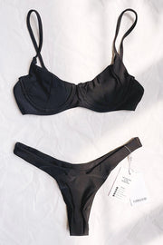 Haut de bikini soutien-gorge noir à empiècements