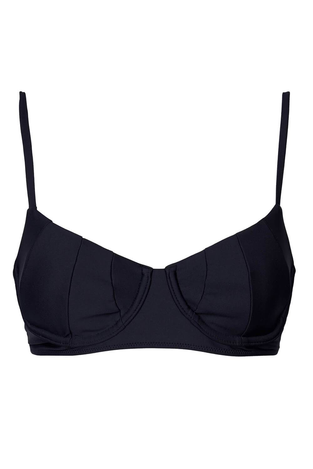 Haut de bikini soutien-gorge noir à empiècements