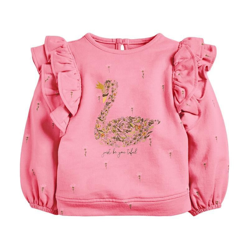 Floral Crown Swan Ruffled Sweatshirt