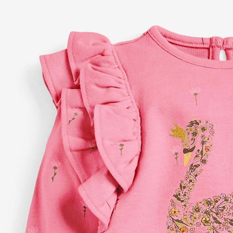 Floral Crown Swan Ruffled Sweatshirt