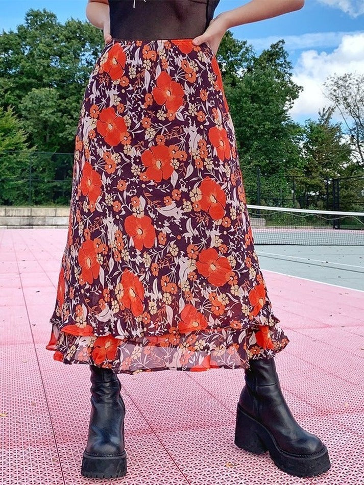 Floral Print Maxi Skirt