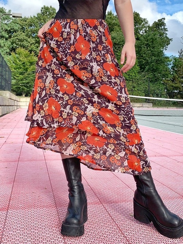 Floral Print Maxi Skirt