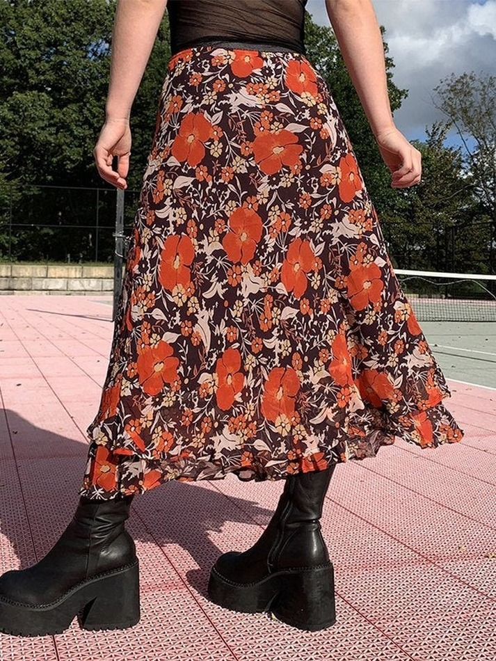 Floral Print Maxi Skirt