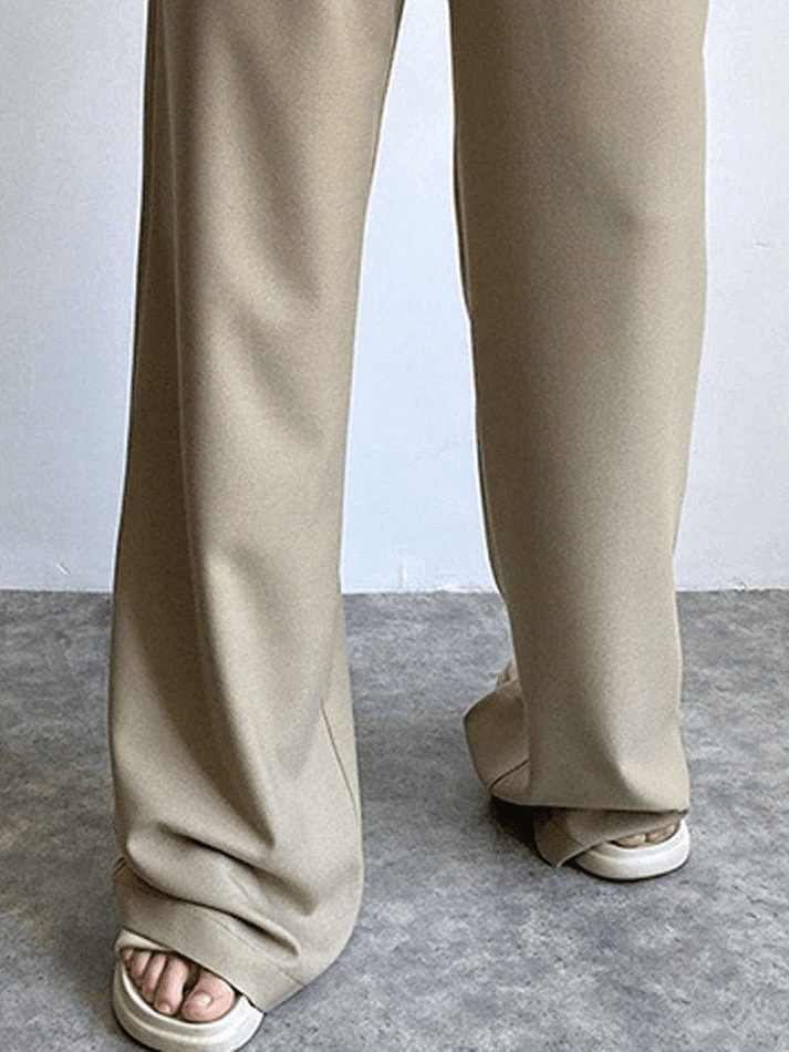 Fold Over Waist Baggy Casual Pants - MomyMall