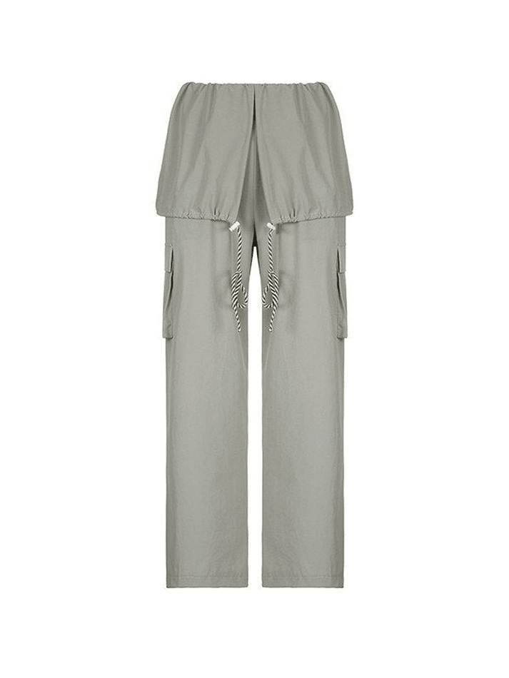 Folded Over Baggy Parachute Cargo Pants