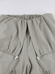 Folded Over Baggy Parachute Cargo Pants
