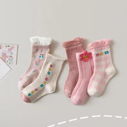 Forest Floral Ruffled Socks [Set of 5] - MomyMall 1-3 Years / Pink