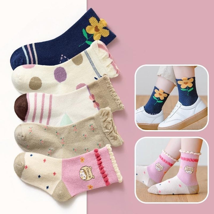 Forest Floral Ruffled Socks [Set of 5] - MomyMall
