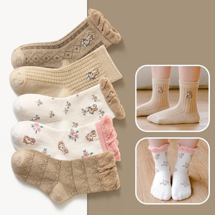 Forest Floral Ruffled Socks [Set of 5] - MomyMall