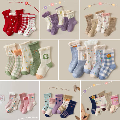 Forest Floral Ruffled Socks [Set of 5] - MomyMall