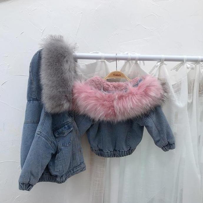 Molly Denim Fur Hooded Winter Coat Jacket