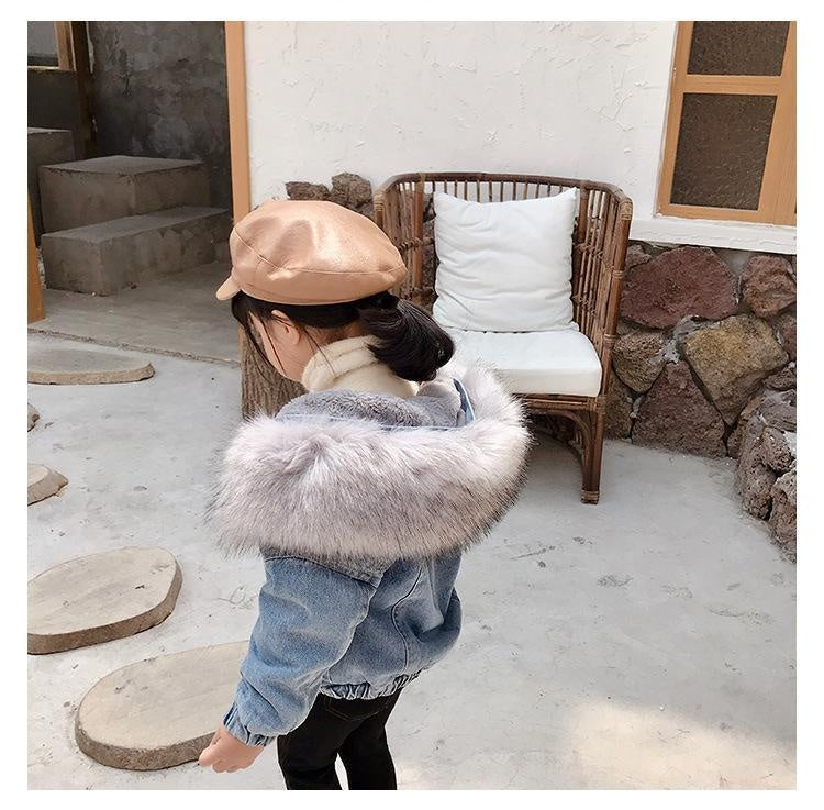 Molly Denim Fur Hooded Winter Coat Jacket