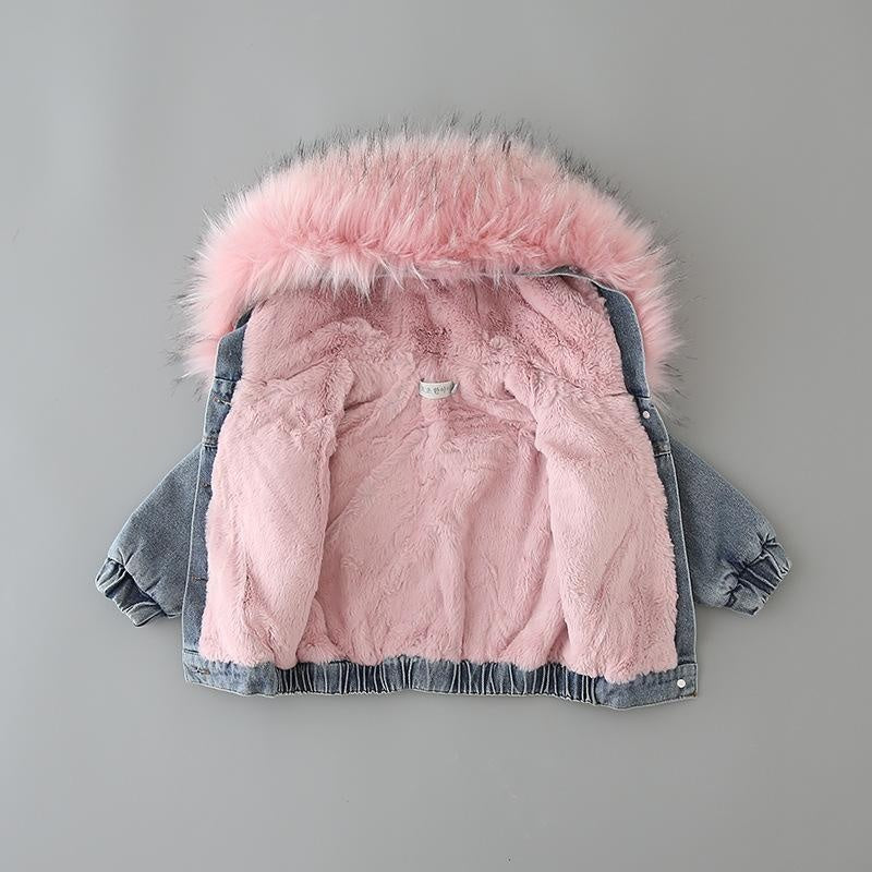 Molly Denim Pelzkapuze Wintermanteljacke