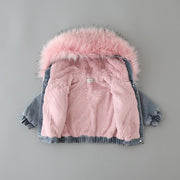 Molly Denim Fur Hooded Winter Coat Jacket